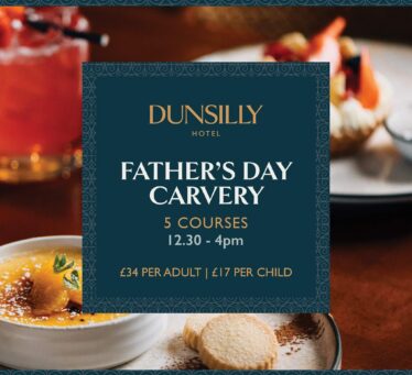 Elegant Father's Day carvery dining at Dunsilly Hotel with gourmet desserts and cocktails in a cosy setting.
